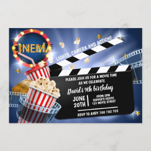 Kinofilm Time Boy Birthday Popcorn Einladung