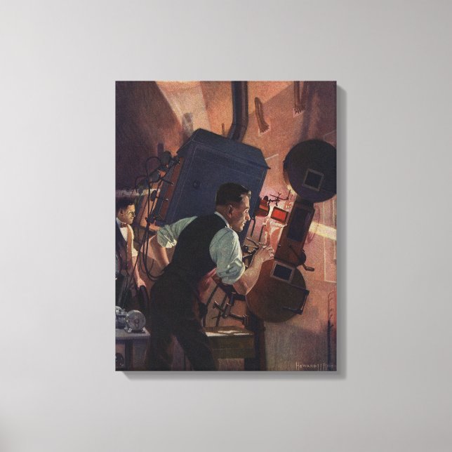 Kinoprojektionist, Vintages Geschäft Leinwanddruck (Vorderseite)