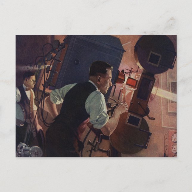 Kinoprojektionist, Vintages Geschäft Postkarte (Vorderseite)