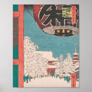Kinryuzan Temple Snow Scene Vintag Ukiyo-e Japan Poster