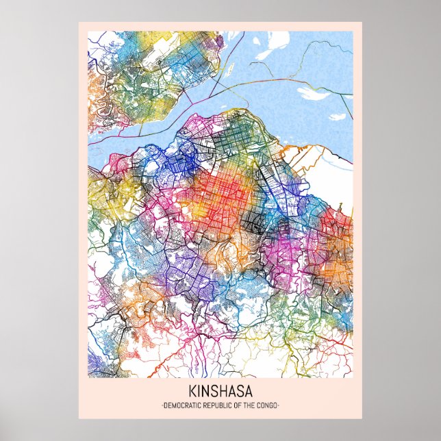 Kinshasa DR Kongo City Map Poster (Vorne)