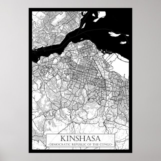 Kinshasa DR Kongo Karte Poster (Vorne)