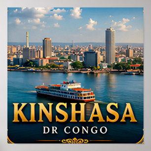 Kinshasa Kongo Fluss und dynamische Skyline Poster