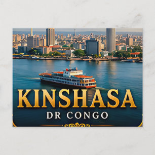 Kinshasa Kongo Fluss und dynamische Skyline Postkarte