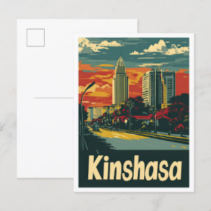 Kinshasa Kongo Vintage-Reiseillustration Postkarte