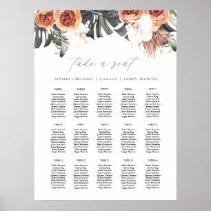 KINSLEY Boho Terracotta Palm Wedding Chart Poster