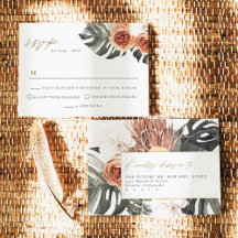 KINSLEY Boho Terracotta Palm Wedding RSVP Postcard