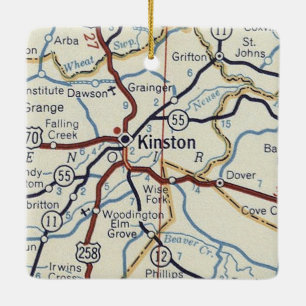 Kinston NC Vintag Map Keramikornament
