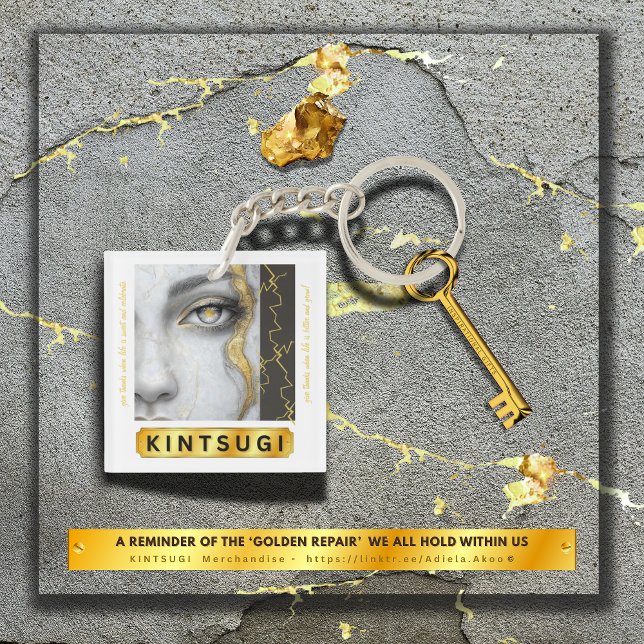 KINTSUGI Acrylischer Schlüsselanhänger (KINTSUGI Keychain by Poet Adiela Akoo reminds us that we're beautifully resilient. READ MSG ON KEY!)