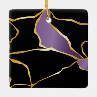 Kintsugi Amethyst Accents Keramik Ornament
