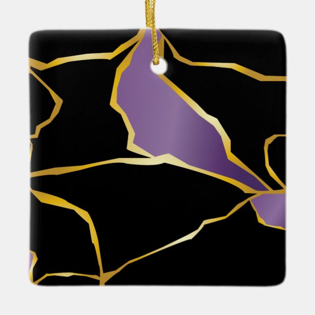 Kintsugi Amethyst Accents Keramik Ornament (Vorderseite)