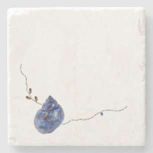Kintsugi blaue Schneckenseashell Gedicht repariere Steinuntersetzer