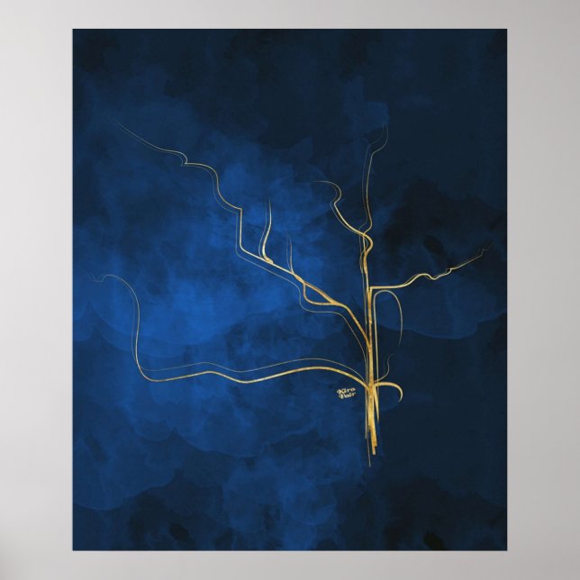 Kintsugi Electric Blue Goldgold Kintsugi japan ma Poster (Vorne)