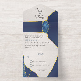Kintsugi inspirierte blaue Kirschblüten All-in-One-Einladung
