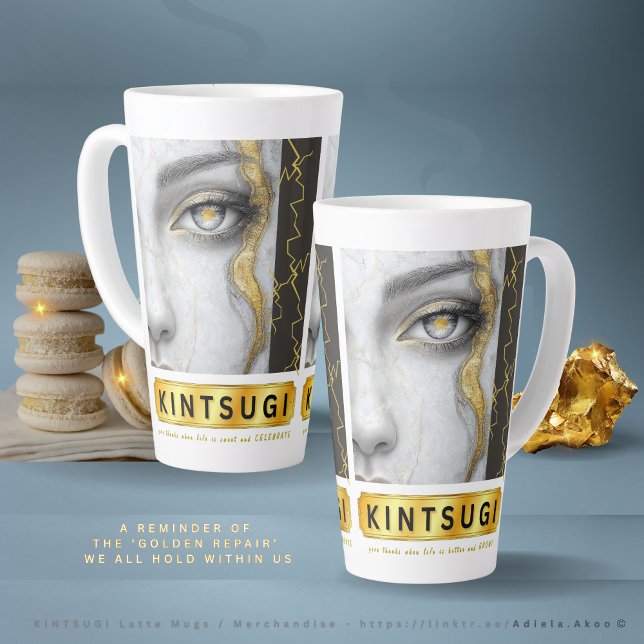 KINTSUGI Latte Tasse (KINTSUGI Latte Mugs by Poet Adiela Akoo - a reminder of the ‘GOLDEN REPAIR’ we all hold within us)