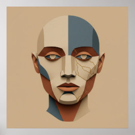 Kintsugi Muse: Abstract Paper-Sculpted Portrait Poster