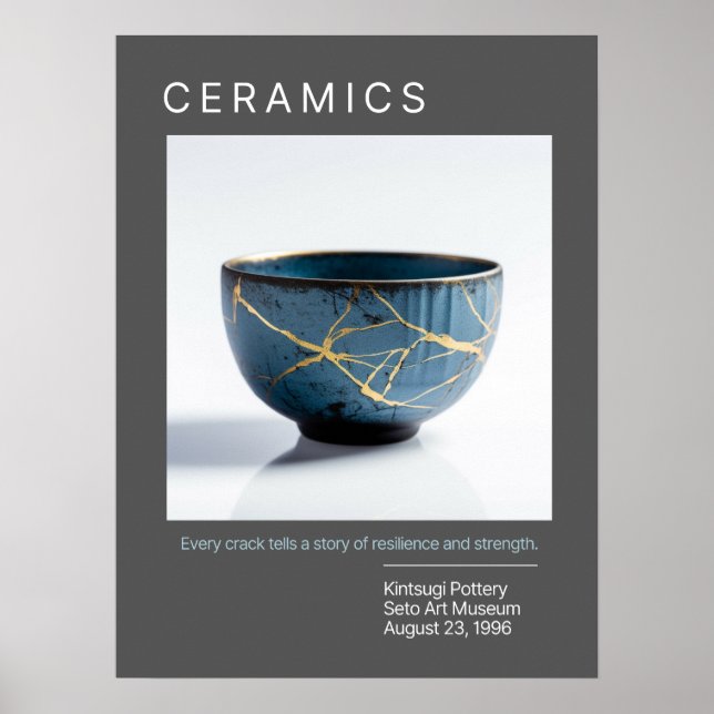 Kintsugi Pottery Poster Series | Grau (Vorne)
