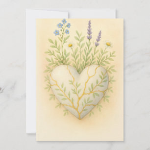 Kintsugi-Wildflower-Herz-Aquarell Dankeskarte