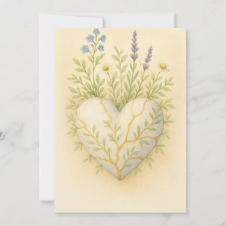 Kintsugi-Wildflower-Herz-Aquarell Dankeskarte
