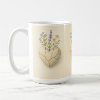 Kintsugi-Wildflower-Herz-Aquarell Kaffeetasse