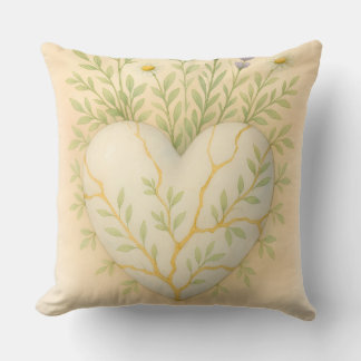 Kintsugi-Wildflower-Herz-Aquarell Kissen