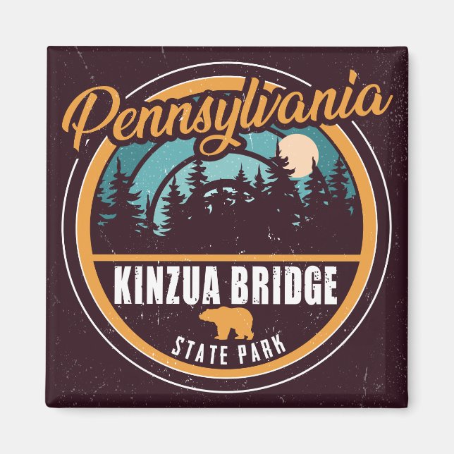 Kinzua Bridge Staat Park Pennsylvania Retro Abzeic Magnet (Vorne)