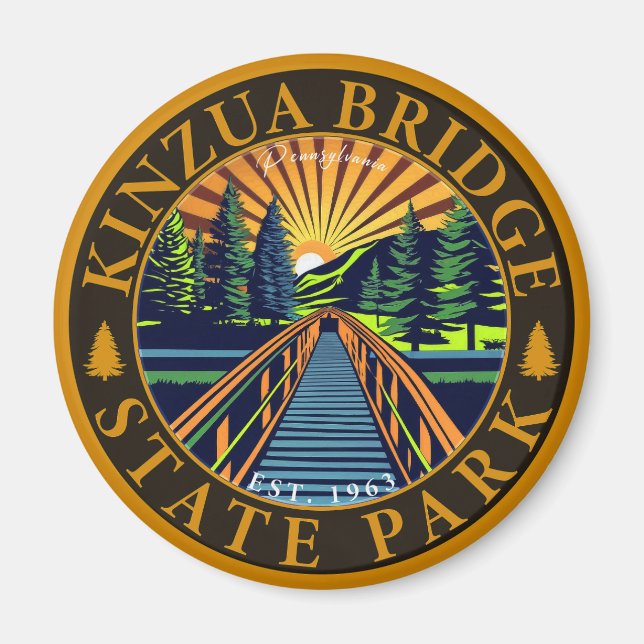Kinzua Bridge Staat Park Pennsylvania Retro Abzeic Magnet (Vorne)