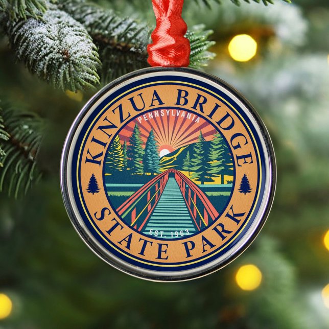 Kinzua Bridge Staat Park Pennsylvania Retro Abzeic Ornament Aus Metall (Von Creator hochgeladen)