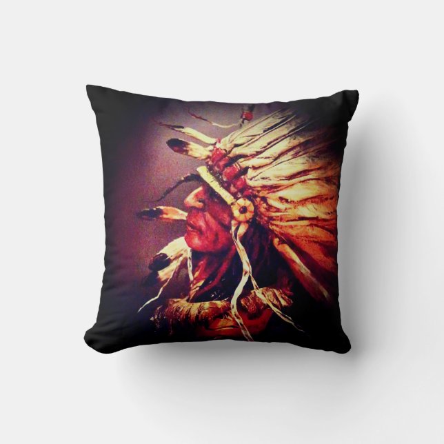 "Kiowa Chief" original art Throw Pillow Kissen (Vorderseite)