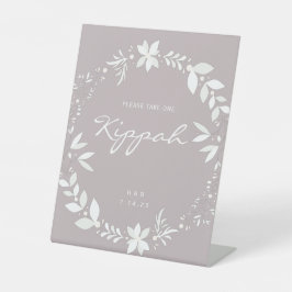 Kippah-Hochzeitszeichen, weiß und Lila P Sockelschild