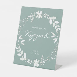 Kippah-Hochzeitszeichen, weißer und grüner Pe Sockelschild