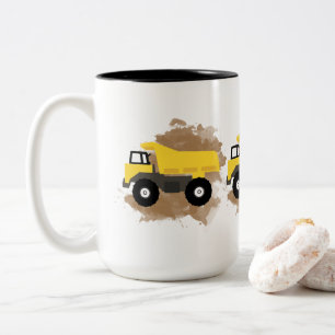 Kipper-LKW-Baustellenfahrzeug Matsch  Zweifarbige Tasse