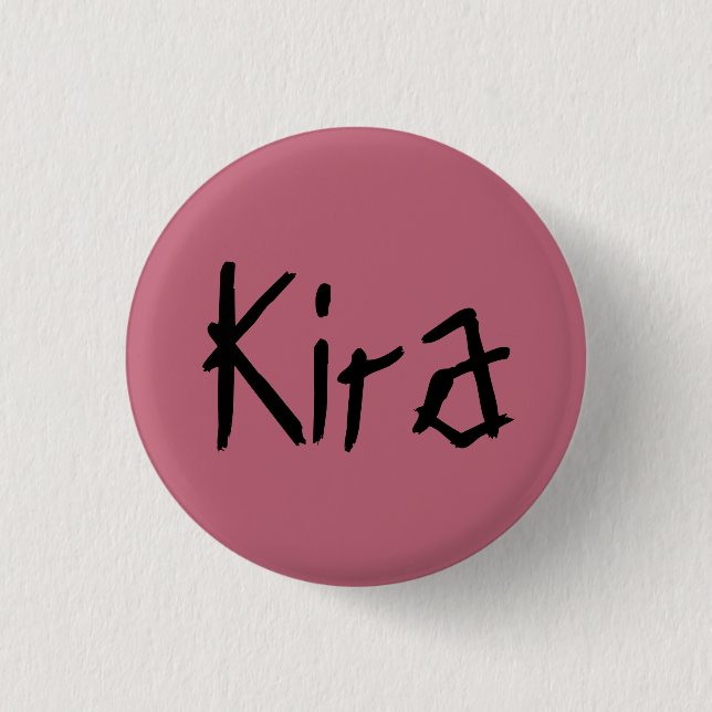 Kira aus dem verwaisten schwarzen Schriftart Button (Vorderseite)