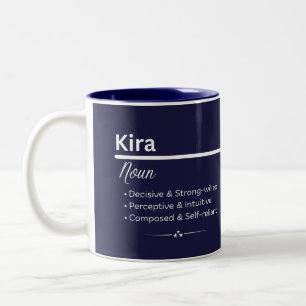 Kira Personalisierter Namens-Kaffeebecher Zweifarbige Tasse