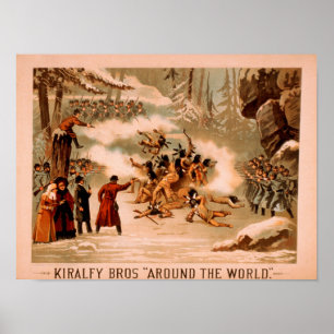 Kiralfy "Rund um die Welt" Indianermassaker Poster