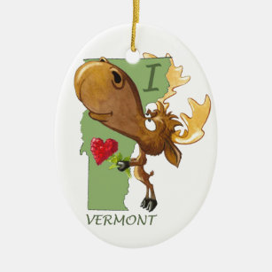 Kirby die Elche Vermoosin "ich Herz Vermont " Keramikornament