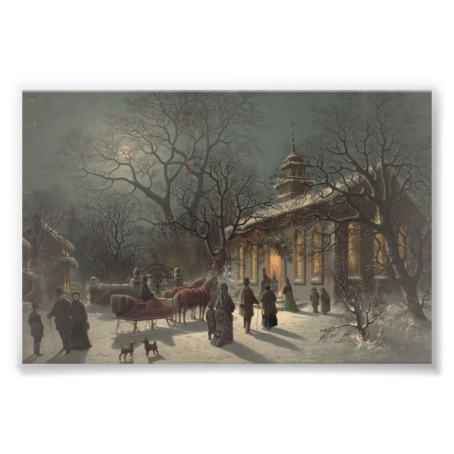 Kirche am Heiligen Abend Fotodruck (Vorne)