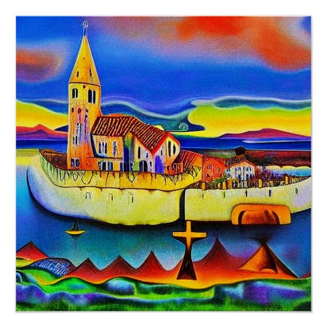 Kirche am Meer 1 Poster (Vorderseite)