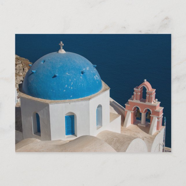 Kirche auf der Insel Santorini, Griechenland Postkarte (Vorderseite)