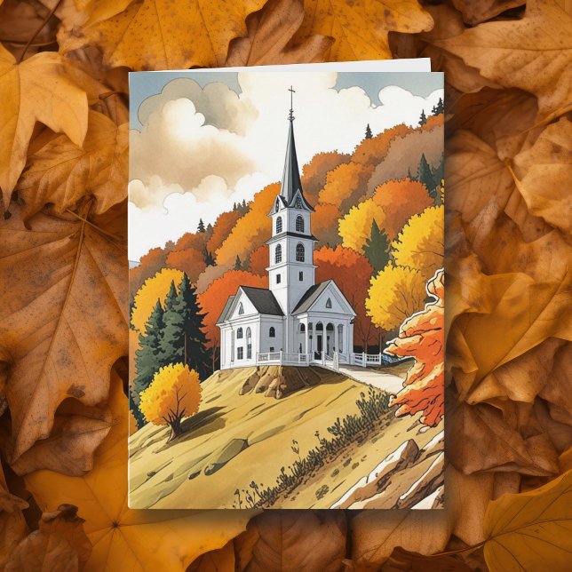 Kirche auf einem Hügel im Herbst Karte (Von Creator hochgeladen)