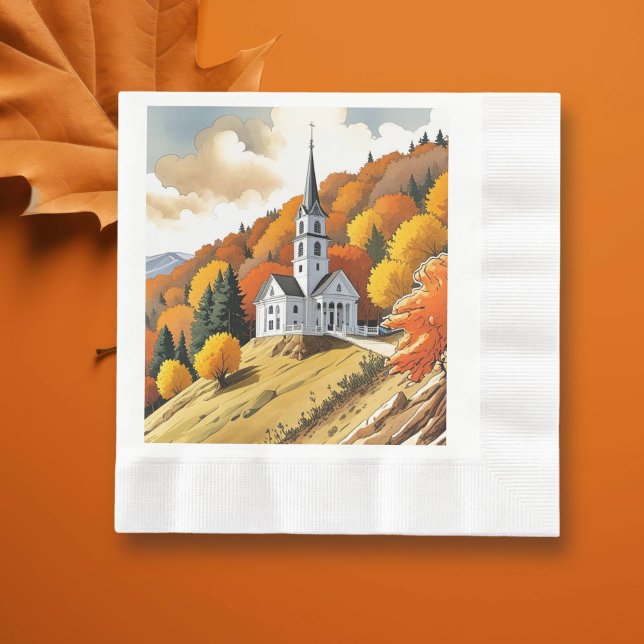Kirche auf einem Hügel im Herbst Serviette (Von Creator hochgeladen)