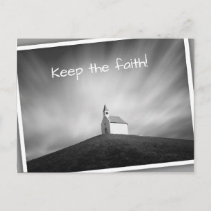 Kirche auf einem Hügel in Schwarz-Weiß Postkarte