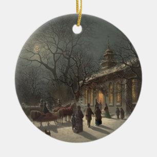 Kirche auf Weihnachtsabend Keramik Ornament