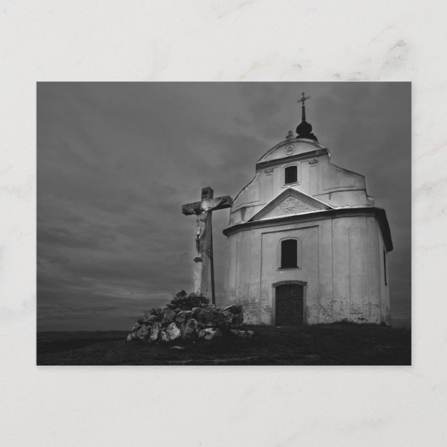 Kirche B&W Postkarte (Vorderseite)