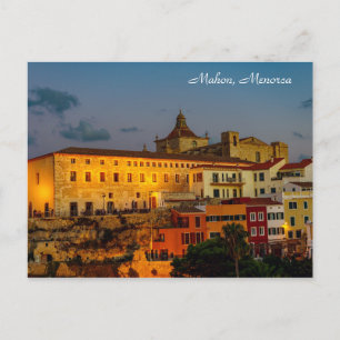 Kirche Carmen bei Dämmerung - Mahon, Menorca Postkarte