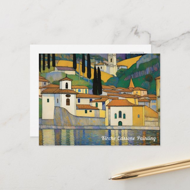 Kirche Cassone Gustav Klimt Malerlandschaft Postkarte (Vorderseite/Rückseite Beispiel)
