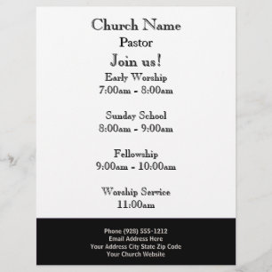 Kirche Flyer Schwarz Weiß, Besuchen Sie Uns Gottes