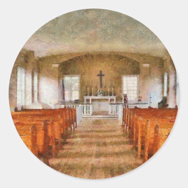 Kirche - Im Inneren einer Kirche Runder Aufkleber (Vorderseite)