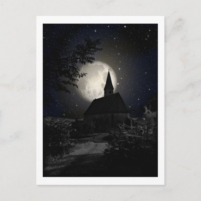 Kirche im Mondlicht Postkarte (Vorderseite)