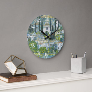 Kirche in Cassone von Gustav Klimt Große Wanduhr